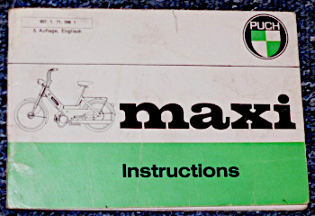 Puch Maxi (pedal start) Instructions manual