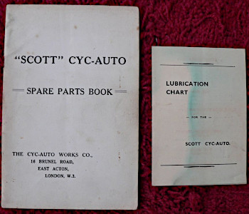 Scott Cyc-Auto Spare parts book + Lubrication Chart