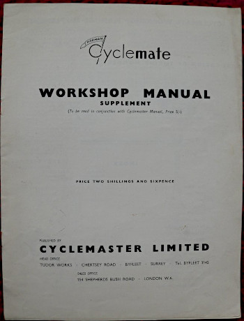 Norman Cyclemate Workshop Manual supplement