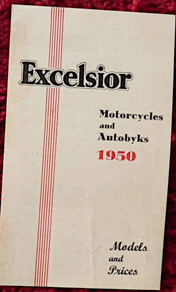 Excelsior Motorcycles & Autobyks 1950 models and prices