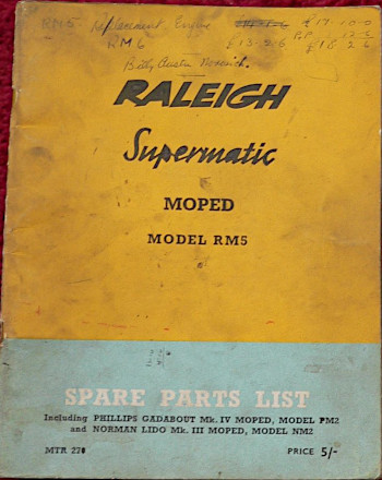 Raleigh RM5, Phillips Gadabout Mk4, Norman Lido Mk3 Illustrated Spare Parts List