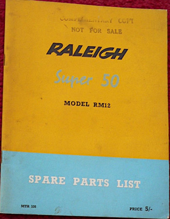Raleigh RM12 Illustrated spare parts list