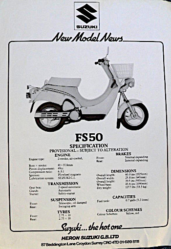 Suzuki FS50 mini-scooter sales leaflet